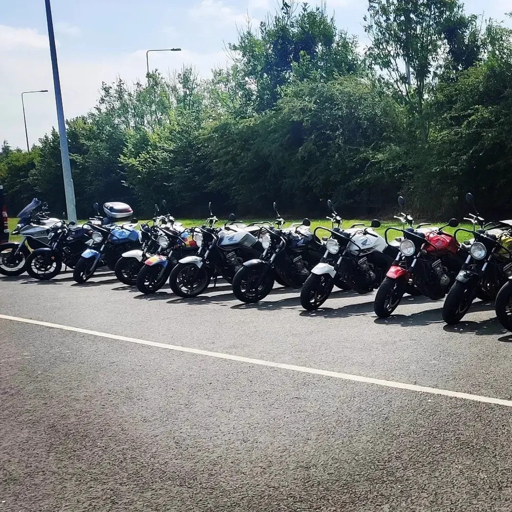 Learner motorcycles ready for a Meath Motorcycle Academy pre-test session